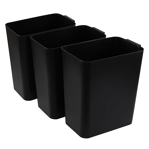 4.5 Gallon Small Plastic Waste Basket Black Open Top Garbage Can 3 Packs
