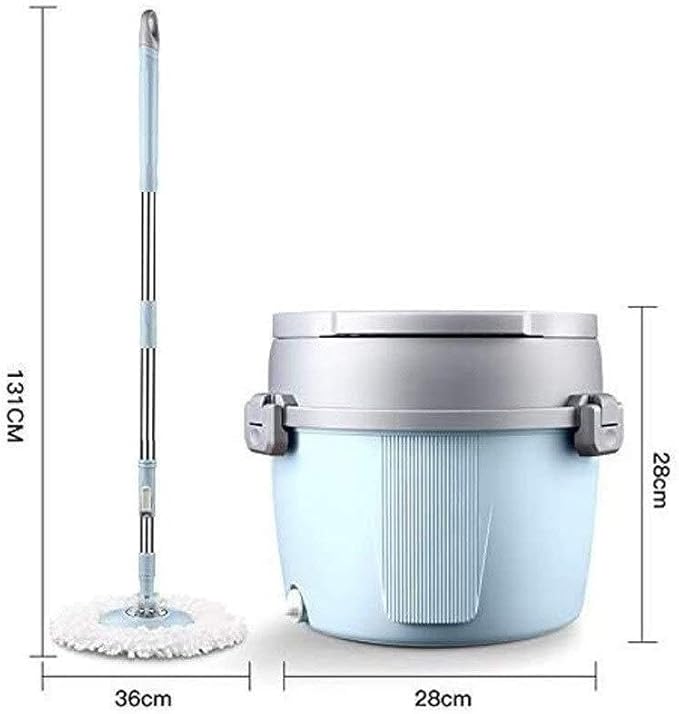 360° Rotary Microfiber Mop Floor Cleaning System with Stainless Steel Rod Adjustable Handle and Washable Pads for Hardwood Tile &amp Laminate