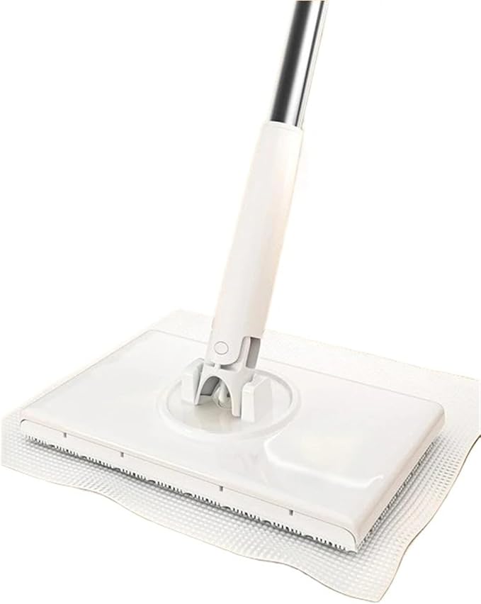 Automatic face Wipe mop Cloth Clip dust Removal Paper Dry Towel Floor Wipes Household Multi-Function mop(WhiteLarge)