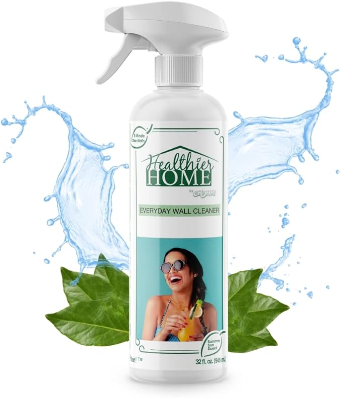 CHOMP! Painted Wall Cleaner Spray: Healthier Home 5-Minute CleanWalls 4-in-1 Multipurpose Ceiling and Baseboard Cleaning - Dirt Dust Odor and Stain Remover - 32 Oz (Summer Sun Scent)