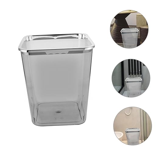 Large Transparent Plastic Wastebasket for Bathroom Kitchen Home Portable Trash Can with Pressed Rim Smooth Easy-Clean PP Material Stable Lidless Design for Household Waste and