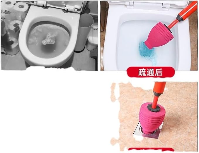Generic High Pressure Toilet Unblock Shot Toilet PipeStainless Steel Toilet Unclogger Toilet Snake High Pressure Air Drain Clog Remover Plumbing Tool Applicable To Clogged Pipe (Dredge set)