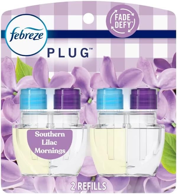 Generic Febreze Odor-Fighting Fade Defy Plug Air Freshener (2) of 0.87 fl oz Refills-NEW EXOTIC EDITION (Southern Lilac Mornings)