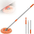 360° Rotatable Adjustable Cleaning Mop 2026 Upgrade Wall Cleaner Mops with Long Handle Extendable Wall Washer for Floor Windows Ceilings and Baseboards Cleaning Tool (Orange 2 Mop Heads)