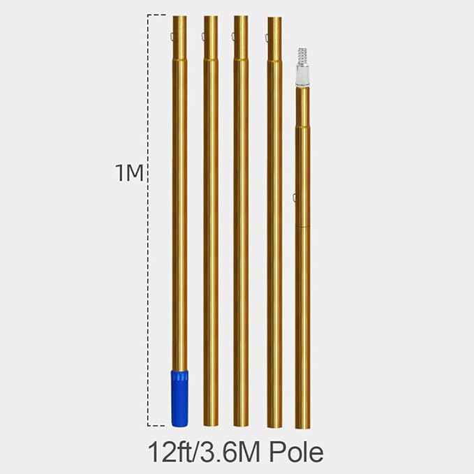 Window Combination Poles Cleaning Brush with 4 Water Outlets Extension Pole Cleaning Tool Washing Brush for Window Glass Wall Water Fed Window Telescopic Pole Cleaning Brush Gold 3.6m