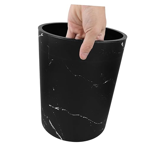 1piece Stylish Marble Waste Bin Kitchen Wastebasket Press Ring Modern Open Top Garbage Can for Bathroom Living Room