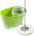 Spin Mop  Stainless Steel 360 Spinning  Bucket Floor Cleaning System with Microfiber Replacement Refills
