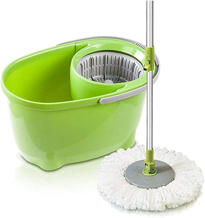 Spin Mop  Stainless Steel 360 Spinning  Bucket Floor Cleaning System with Microfiber Replacement Refills