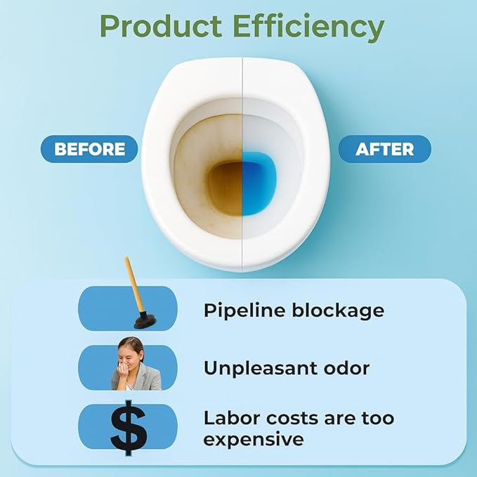 Ultra-Long Lasting Toilet Bowl Cleaners – 6 Pack Automatic Toilet Tank Cleaning Bottles Tablets Long-Lasting Stain &amp Odor Control Septic-Safe Blue Water Fresh Scent