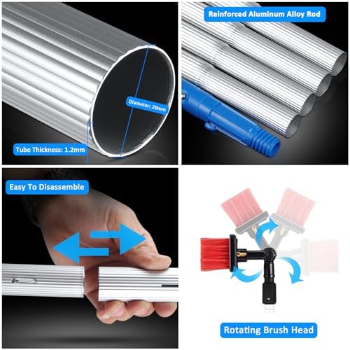 Glass Cleaning Brush Home Water Fed Telescopic Pole Kit Solar Panel Brush Rotating for Photovoltaic PanelSolar Panel Cleaning Brush and Pole Kit 5-12m Water Fed Pole with 30/50cm Water Bru