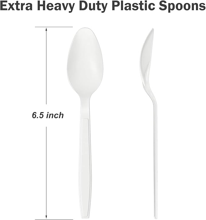 360 Count White Plastic Spoons Disposable BPA-Free Heat Resistant Solid and Durable Disposable Spoons Heavy Duty Bulk Premium Spoons plastic disposable for Party Supply