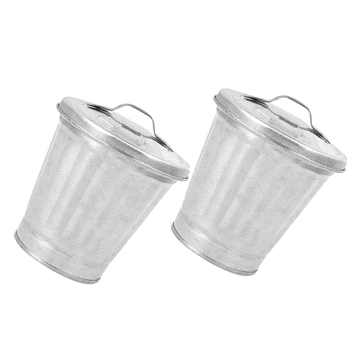 4pcs Galvanized Planter Trash Can Lid Small Wastebasket Lid for Indoor Plants Storage Container