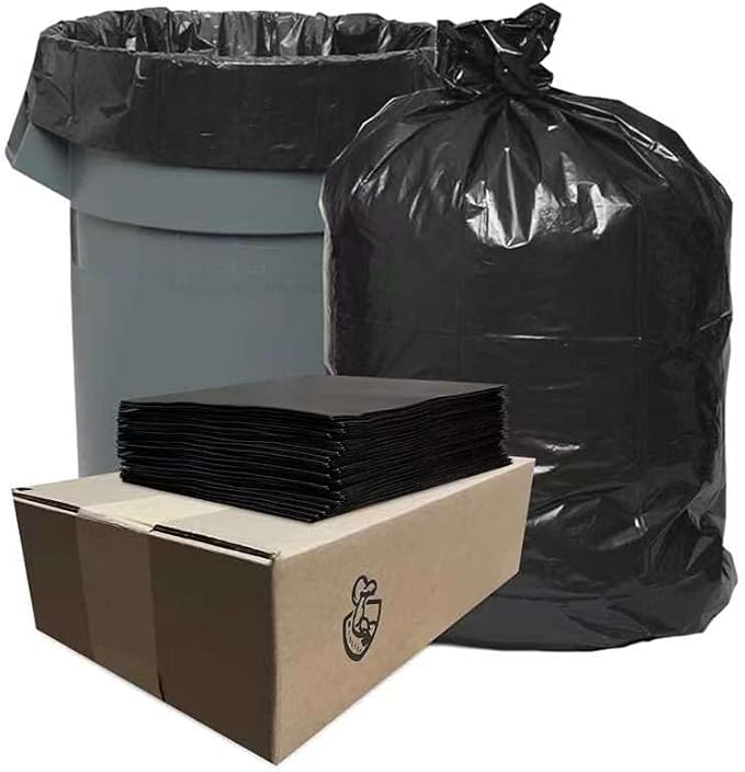 3 mils-45-50 Gallons Contractor Large Trash can bags Heavy duty|38 * 46|Black Thickened Grabag Bags- KitchenyardrestaurantCommercialBuildingHotelProperty(55)