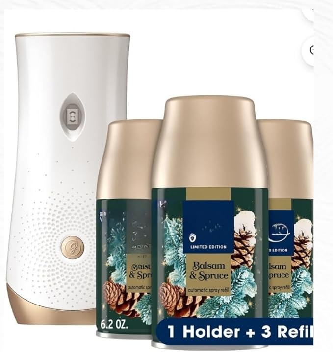 Automatic Spray Air Freshener Mixed Fall Scents 1 Holder + 3 Refills (Balsam and Spruce)