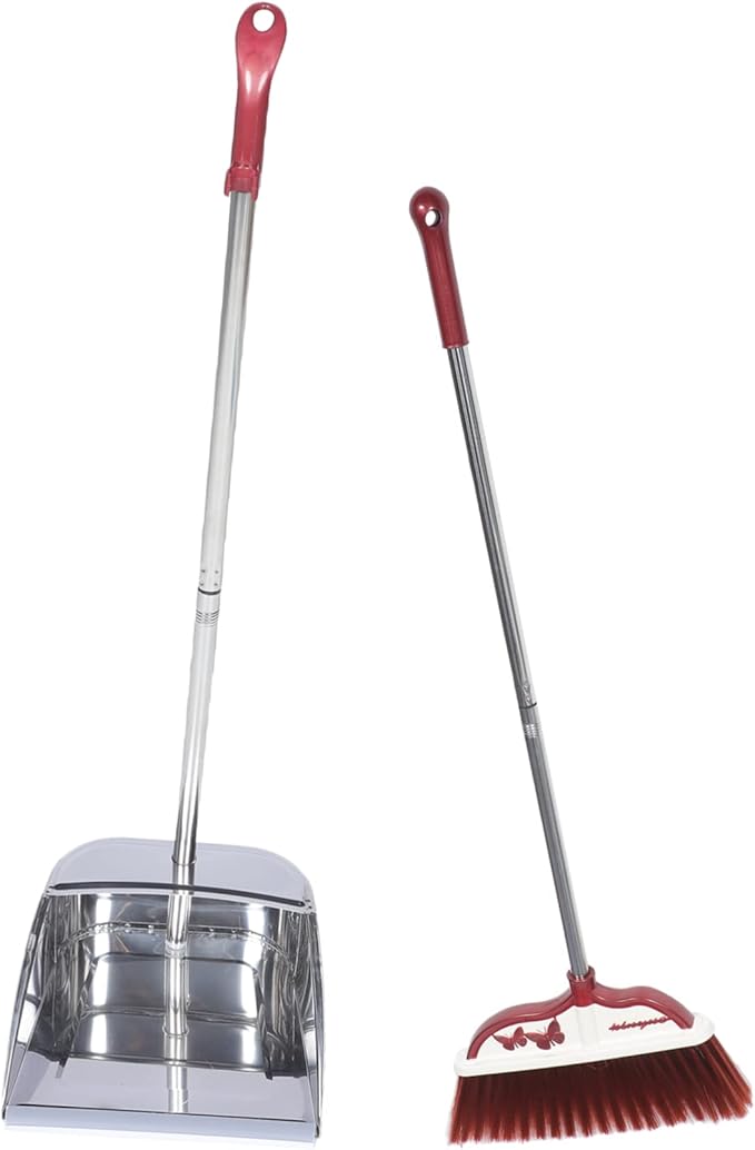 DECHOUS Stainless Steel Broom Dustpan Hand Broom Brush Cleaning Long Handle Home Office Cleaning Accessories