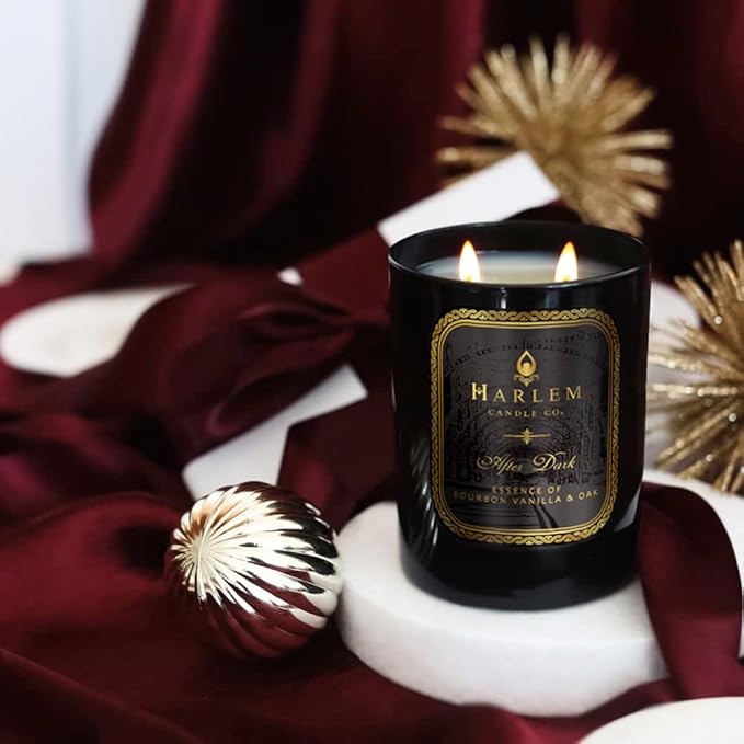 HARLEM CANDLE CO. After Dark - Luxury Scented Soy Candle 11 oz - 80-Hour Burn Time | Bergamot Saffron Bourbon Vanilla Oak | Scented Candles for Home
