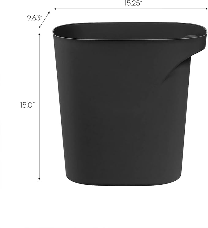 IRIS USA Small Trash Can Wastebasket with Handle 6 Gallon / 24 Quart 6-Pack for Bathroom Office Bedroom Under Sink Kitchen Garbage - Black