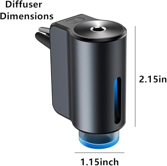 Smart Car Air Freshener DiffuserCar Diffuser With Three AdjustableRechargeable Car Diffusers with Essential Oils(Diffuser+3pcs Oils) Grey&ampBlack