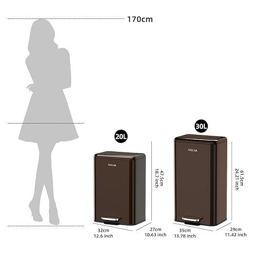 Bathroom Trash Can with Lid - Motion Sensor Smart Garbage Bin with Toilet Brush 2 Gallon / 7L Small Automatic Trash Can Odor-Control for Bathroom (Coffee with Foot Pedal)