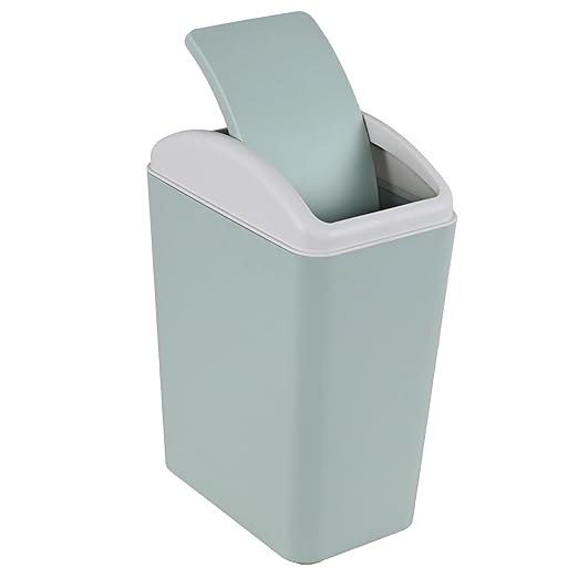 4.2 Gallon Compact Plastic Bathroom Trash Can Swing Kitchen Garbage Bin (Green)