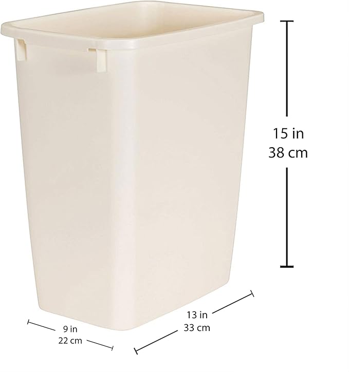 Rubbermaid 21 Quart Traditional Rectangular Plastic Open Wastebasket Trash Can for Kitchen Bathroom and Home Office Bisque (2 Pack)