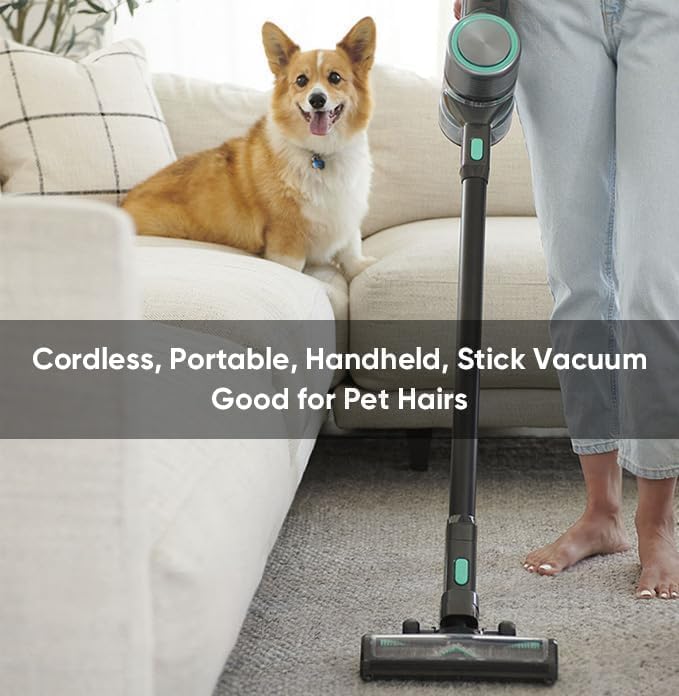 Wyze Cordless Vacuum S with 20Kpa Powerful Suction Lightweight Stick with HEPA Filter 300W Powerful Brushless Motor 40mins Runtime for Home Hard Floor Carpet Pet Hair
