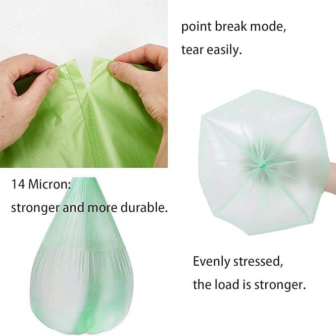 Compostable Trash Bags 13 Gallon Green Compst Trash Bags for Home and Kitchen 50L Capacity 5 Pack 80 Counts