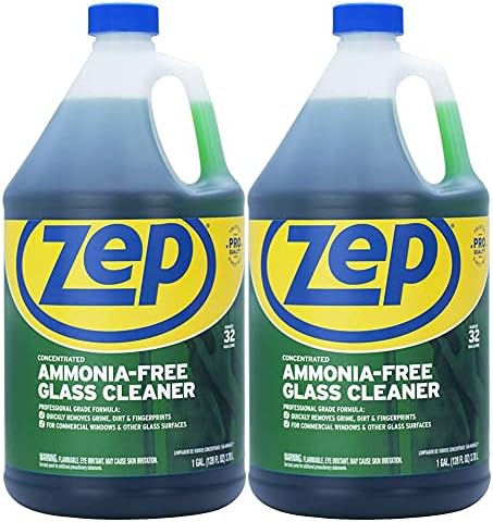Zep Ammonia Free Glass Cleaner Concentrate - 1 Gallon (Case of 4) ZU1052128 - Professional Grade Formula Removes Dirt Fingerprints and Grime from Windows Mirrors Acrylic Surfaces and Tinted Glass