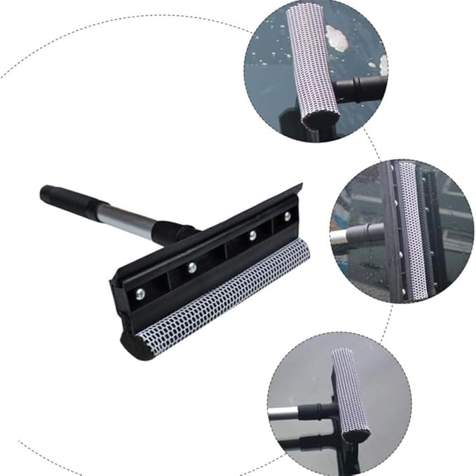 Window Cleaning Brush Glass Wiper for Bathroom Mirror Window with Double-Sided Window Cleaner Squeegee Wiper Black27cm*20cm*8cm