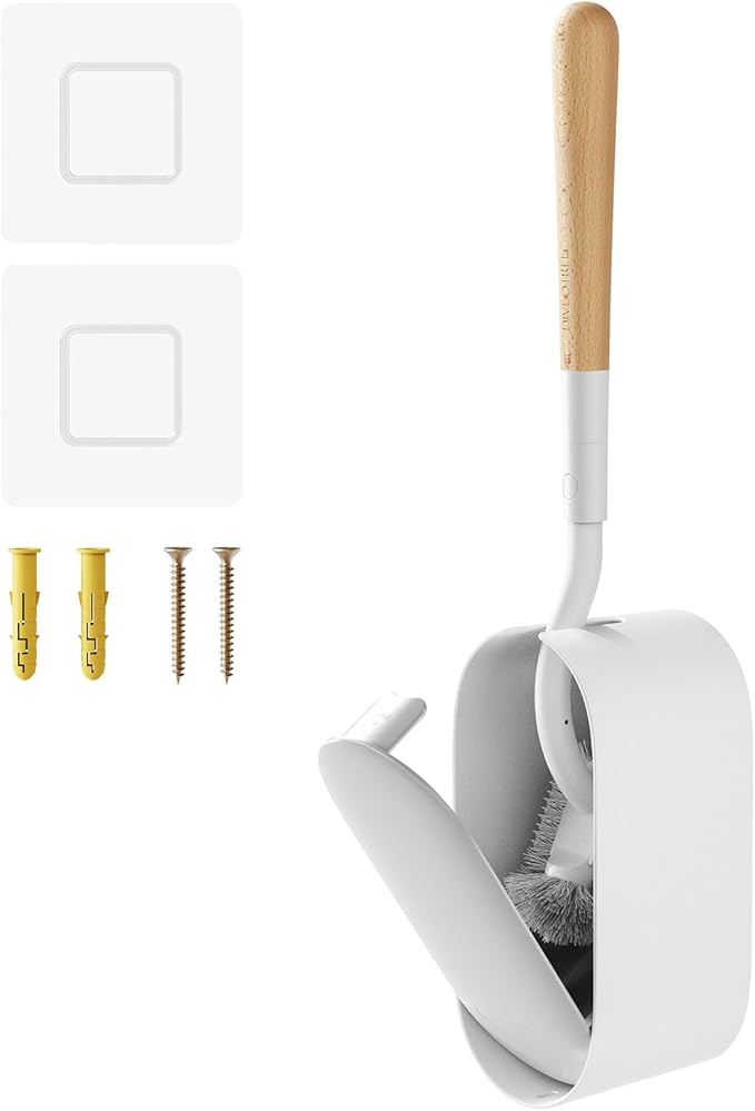 Toilet Cleaner Brush Diveotree Toilet Brush and Holder for Dead Corner Cleaning Wall Mounted Toilet Bowl Brush for Bathroom Decor Toilet Scrubber Brush for Home/Hotel (White Round-1pack)