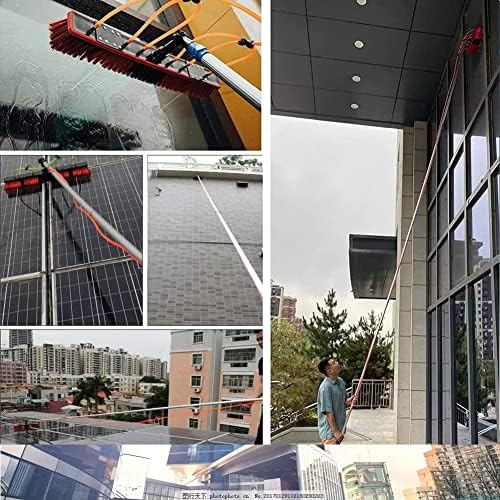 11m Water Fed Telescopic Window Cleaning Pole with 30cm Brush Head Ideal for Cleaning Photovoltaic and Solar Panels