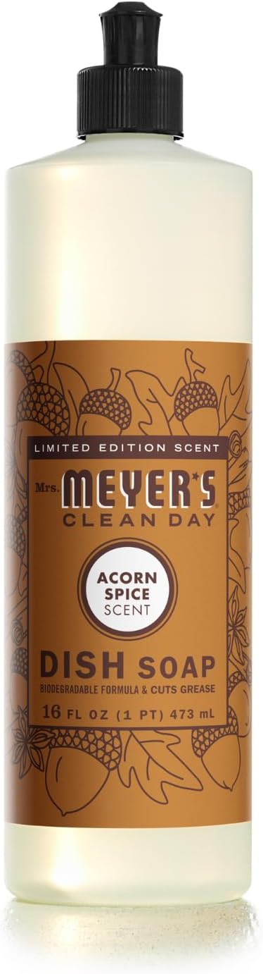Mrs. MEYER'S CLEAN DAY Liquid Dish Soap 3 Pack Variety Acorn Spice Apple Cider Fall Leaves 16 OZ Each 1 CT