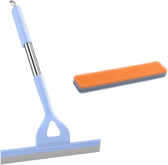 Shower Window Glass Wiper Silicone Cleaner Brush Bathroom Mirror Wiper Cleaning Accessories ﻿(Blue)