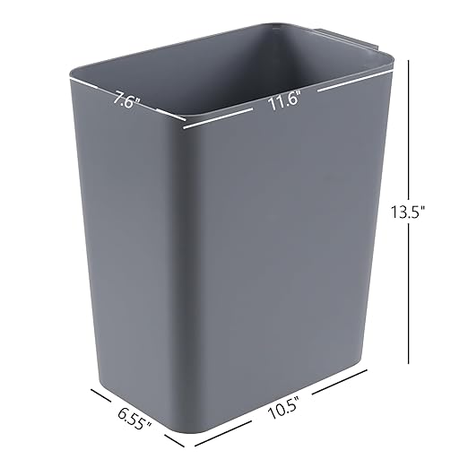 Xyskin Grey Plastic Trash Can Garbage Container Bin Trash Wastebasket 4.5 Gallon 3 Pack