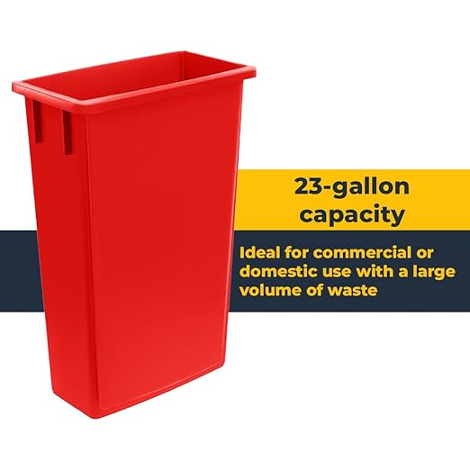 3 Pack 23 Gallon Heavy-Duty Trash Can with Dolly Durable Waste Container Slim Rectangular Garbage Bin Recycling Bin Plastic Wastebasket for Kitchen Garage Hotels Restaurants Office