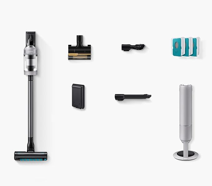 Samsung Bespoke AI Jet Lite Cordless Stick Vacuum with All-in-One Clean Station 280AW Suction Long Battery Life Anti-Tangel Pet Tool 2025 Pebble Gray VS80F28DMP/AA