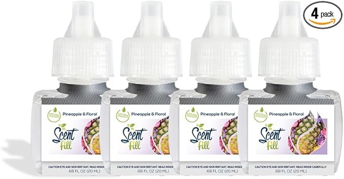 Scent Fill Pineapple &amp Floral Plug in Air Freshener 4 Scented Oil Refills