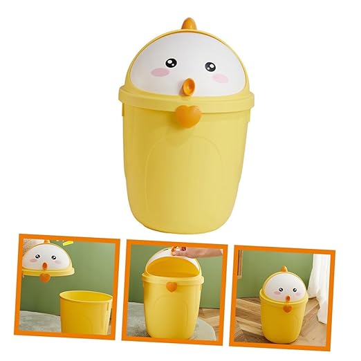 VALICLUD Cute Chick Style Small Trash Can with Lid Compact Garbage Bin for Bedroom Office Nursery Odor-Resistant Wastebasket for Tidy Home and Desk Storage