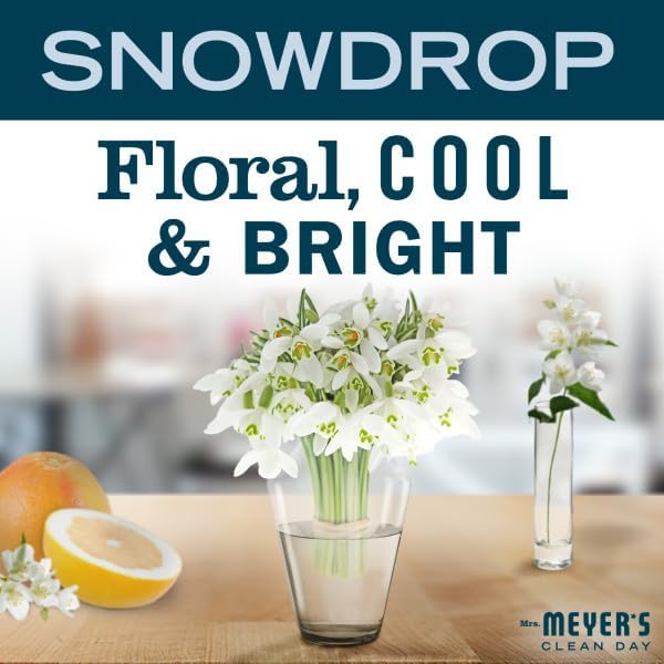 Mrs. MEYER'S Clean Day Snow Drop Scent Variety Pack Liquid Hand Soap 12.5 Fl Oz Dish Soap 16 Fl Oz Multi-Surface Cleaner 16 Fl Oz Room Freshener 8 Fl OzHand Soap Refill 33 Fl Oz 1 CT