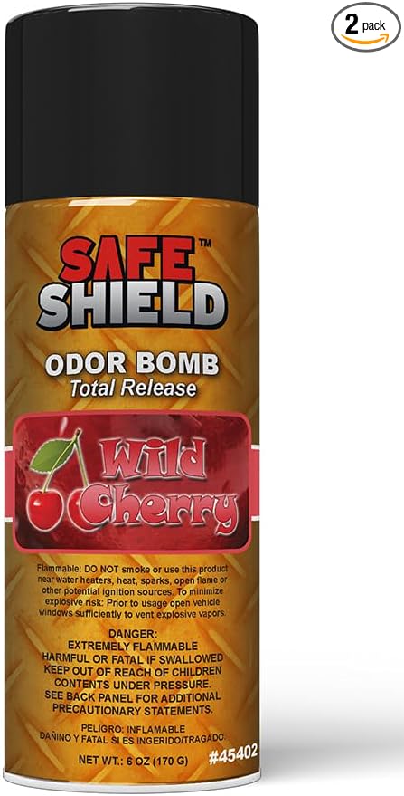 Wild Cherry Odor Bombs for Car Interiors - Automotive Odor Bomb with Sweet Fruity Fragrance - Neutralizes Unwanted Odors - 6 Ounce Can Pack of 2