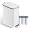 Stainless Steel Bathroom Trash Can with Lid Soft Close1.6 Gallon Slim Garbage canSmall Metal Step Wastebasket for Office Bedroom Toilet White