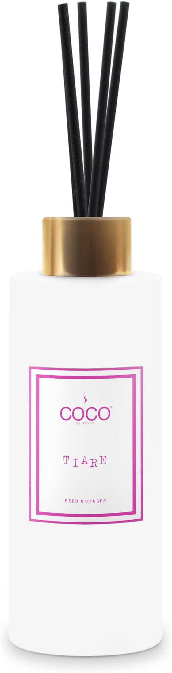 COCO by Stone 5oz Reed Diffuser (Tiare) – Luxury Scented Oil Diffuser for Home Aromatherapy Long-Lasting Vegan Fragrance Elegant Home Décor and Air Freshener
