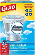 Glad Odor Shield 4 Gallon Household or On the Go Trash Bags Fresh Clean Scent (156 bags) (Pack of 3)