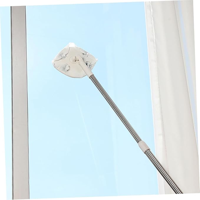 Veemoon Retractable Dust Mop with Triangular Microfiber Head Rotatable Cleaning Mop for Household Dust Removal Long Handle White Extendable
