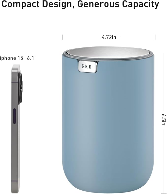 EKO Mini Trash Can Combo Set - Includes Two 0.4 Gallon Swing-Top Wastebaskets – Perfect for Desks Bathroom Vanity Countertop and More (1 Pink and 1 Blue)