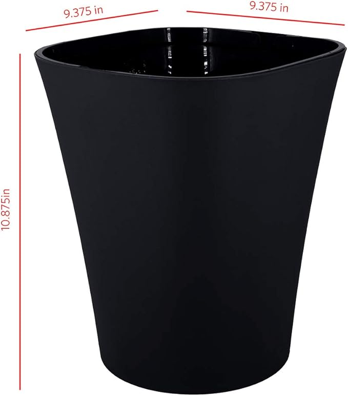 Glad Small Waste Basket with Bag Ring | Trash Can for Home Office Bedrooms and Bathrooms 8.5L Black