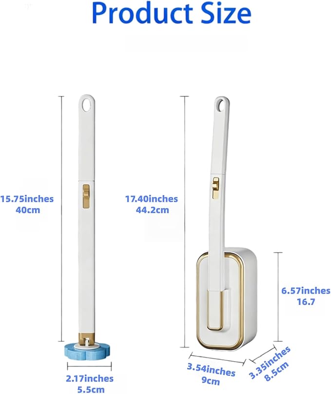 Disposable Toilet Brush and Base Set (Including 48 Replacement Heads and Base) - Wall-Mounted Design with Ergonomic Grip for Bathrooms Toilets and RVs.