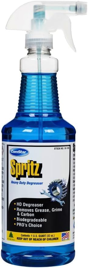 ComStar Spritz Heavy Duty Degreaser1 Quart Industrial Oil &amp Grease Cleaner Removes Carbon Dirt &amp Grime Ideal for Machinery Tools Floors &amp Household Surfaces Multi-Purpose Cleaning