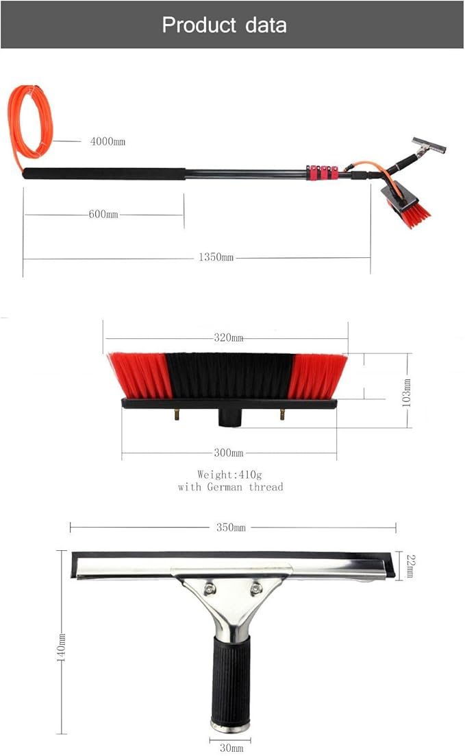 Water Supply Pole for Window Glass Solar Photovoltaic Panel Cleaning Brush Aluminum Alloy Telescopic PoleGlass Cleaning Tools for Indoor/Outdoor High Window9 M/29.5 Ft