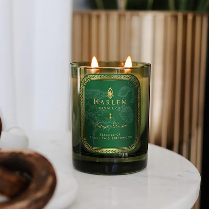 HARLEM CANDLE CO. Vintage Garden - Luxury Scented Soy Candle 11 oz - 80-Hour Burn Time | Wild Berry Rose Absinthe Angelica Strawberry Musk Birchwood | Scented Candles for Home